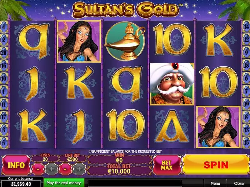 Main Screen Reels - Sultan's Gold PlayTech Slots Game