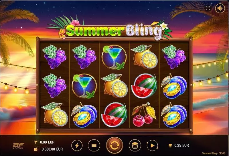 Main Screen Reels - Summer Bling BF Games Slots Game