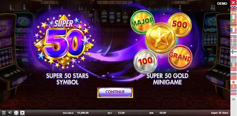 Info and Rules - Super 50 Stars Red Rake Gaming Slots Game