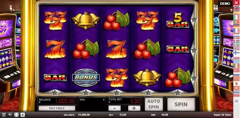 Main Screen Reels - Super 50 Stars Red Rake Gaming Slots Game