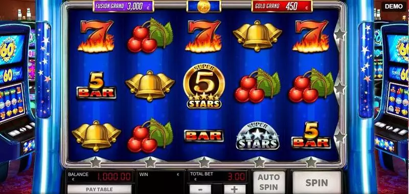 Main Screen Reels - Super 60 Stars Red Rake Gaming Slots Game