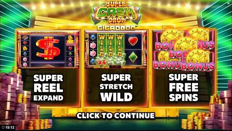 Info and Rules - Super Cash Drop Gigablox Bang Bang Games Slots Game