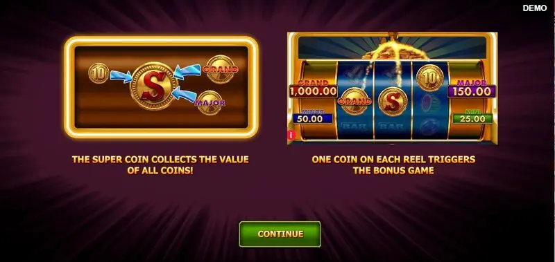 Info and Rules - Super Coins Red Rake Gaming Slots Game