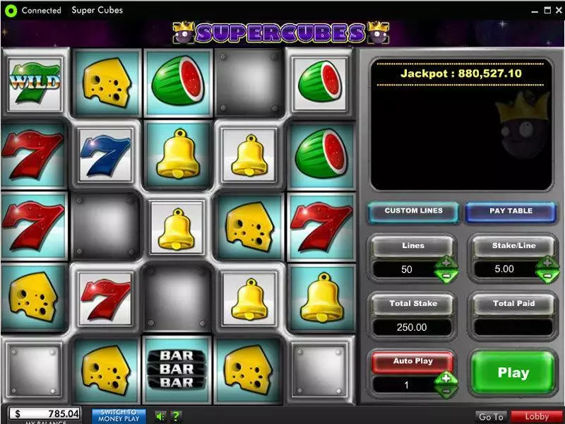 Main Screen Reels - Super Cubes 888 Slots Game