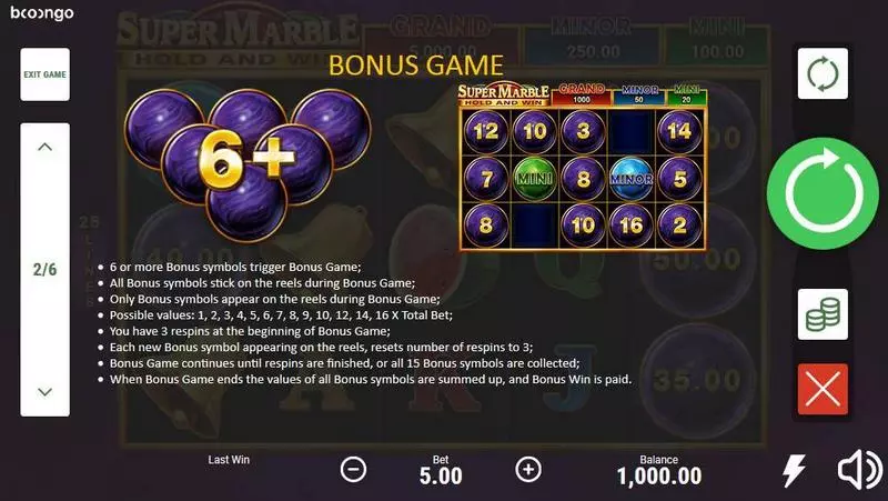 Bonus 1 - Super Marble Booongo Slots Game