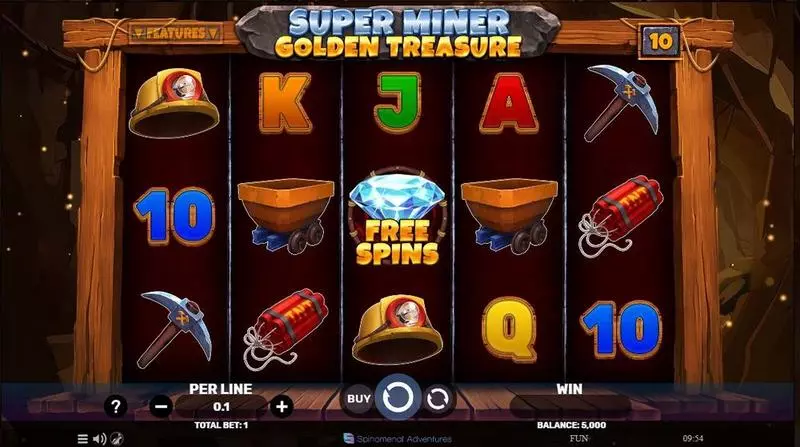 Main Screen Reels - Super Miner – Golden Treasure Spinomenal Slots Game