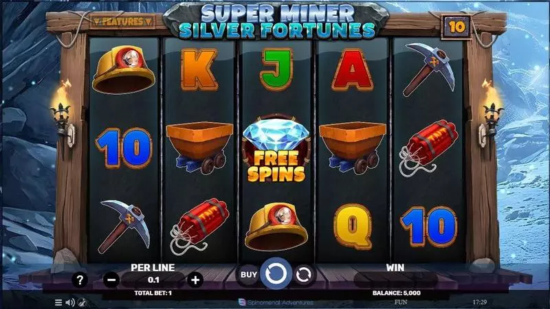 Main Screen Reels - Super Miner – Silver Fortunes Spinomenal Slots Game