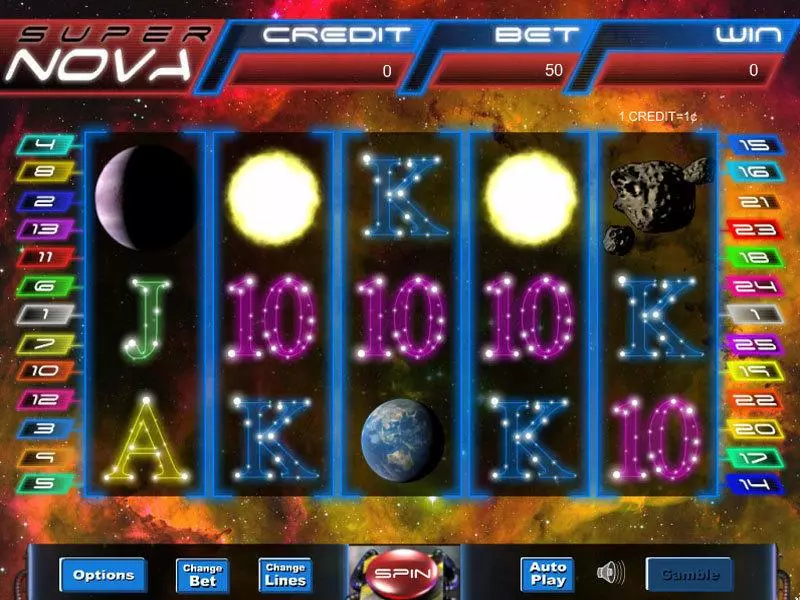 Main Screen Reels - Super Nova Eyecon Slots Game