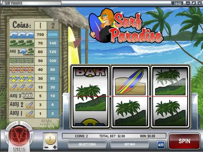 Main Screen Reels - Surf Paradise Rival Slots Game