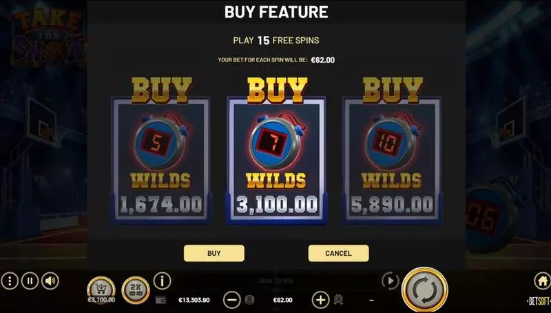 Introduction Screen - Take the Shot BetSoft Slots Game
