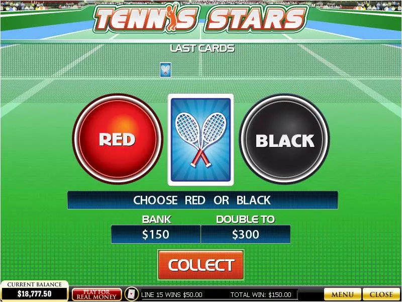 Gamble Screen - Tennis Stars PlayTech Slots Game