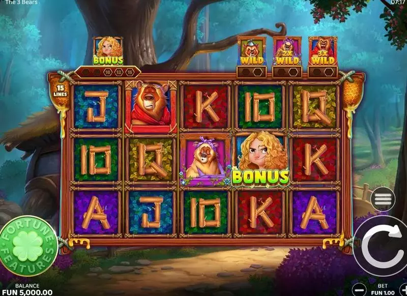 Main Screen Reels - The 3 Bears Four Leaf Gaming Slots Game