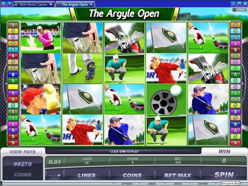Main Screen Reels - The Argyle Open Microgaming Slots Game