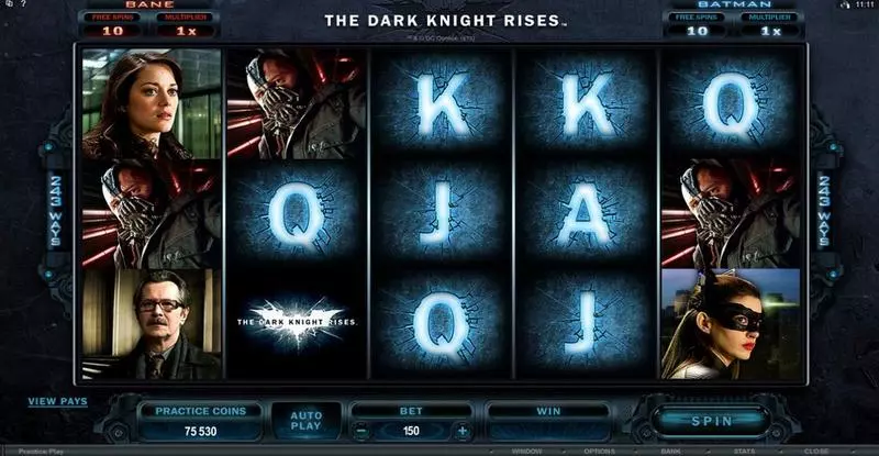 Main Screen Reels - The Dark Knight Rises Microgaming Slots Game