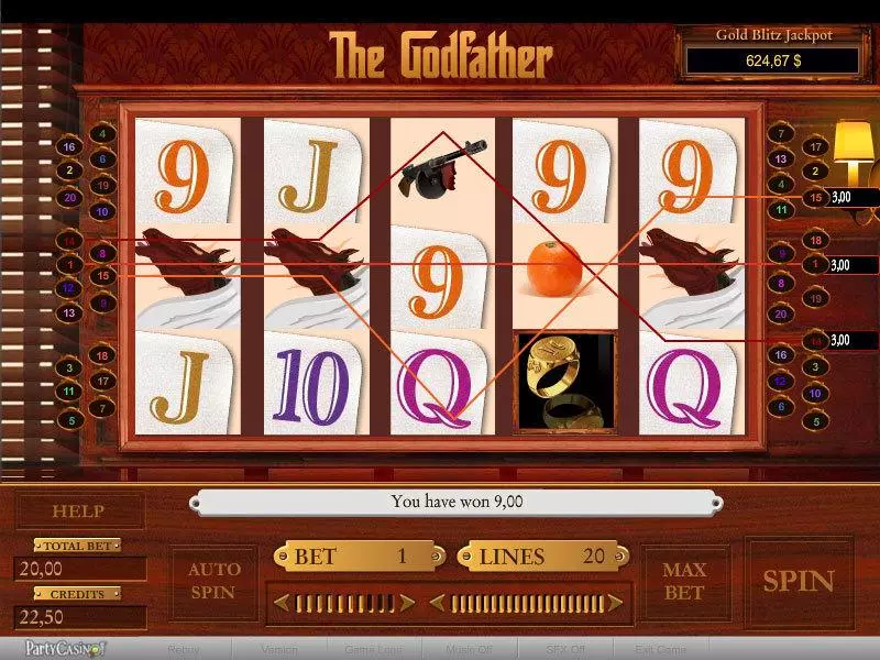 Main Screen Reels - The Godfather bwin.party Slots Game