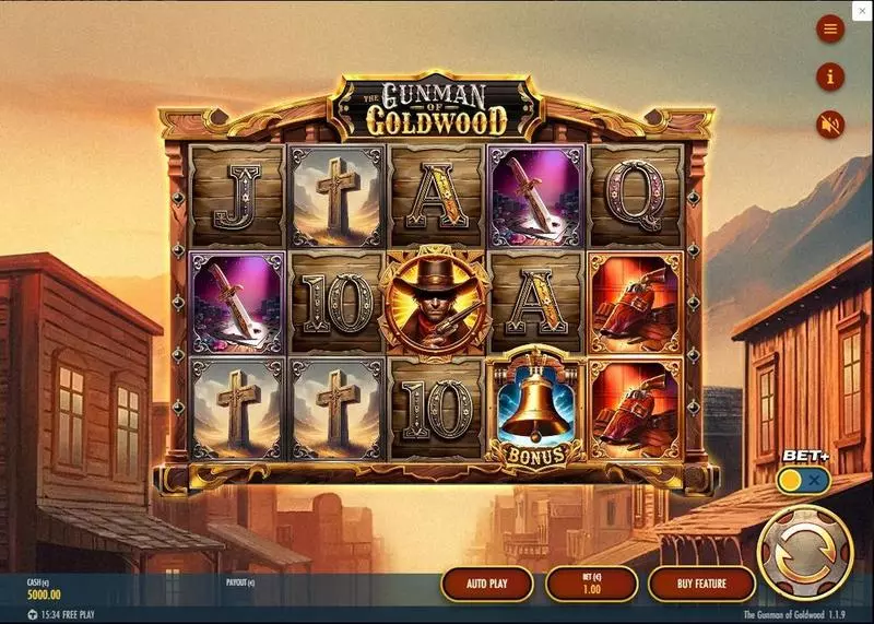Main Screen Reels - The Gunman of Goldwood Thunderkick Slots Game