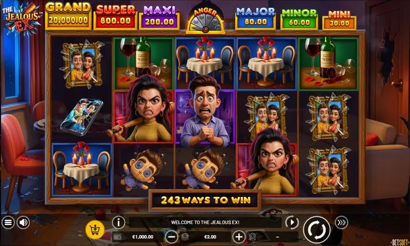 Main Screen Reels - The Jealous Ex BetSoft Slots Game