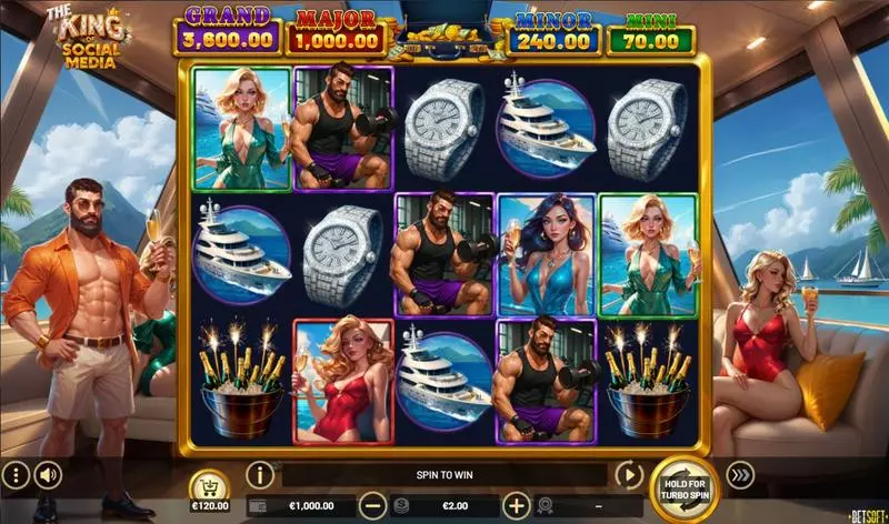 Main Screen Reels - The King of Social Media BetSoft Slots Game
