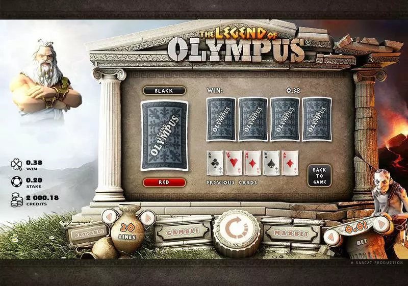 Gamble Screen - The Legend of Olympus Microgaming Slots Game