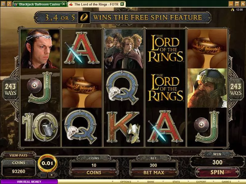 Main Screen Reels - The Lord of the Rings - The Fellowship of the Ring Microgaming Slots Game