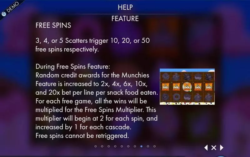 Info and Rules - The Munchies Genesis Slots Game