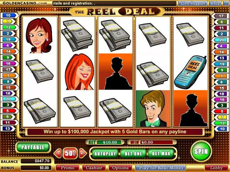 Main Screen Reels - The Reel Deal WGS Technology Slots Game