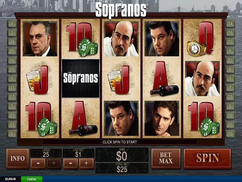 Main Screen Reels - The Sopranos PlayTech Slots Game