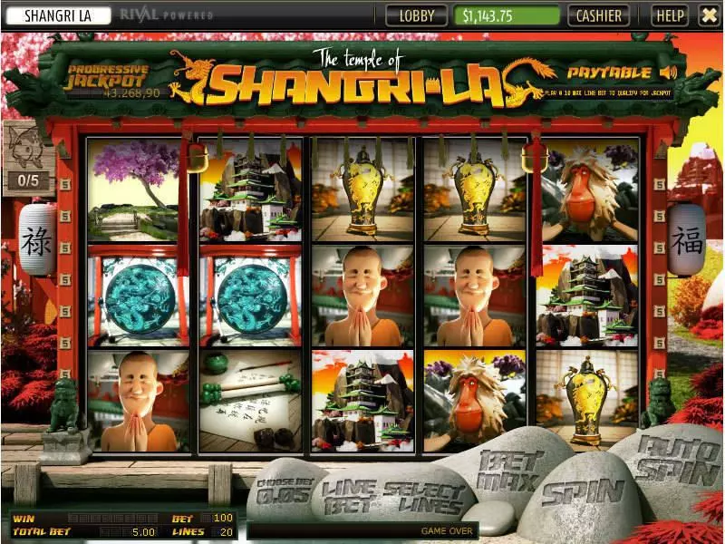 Main Screen Reels - The Temple of Shangri-La Sheriff Gaming Slots Game