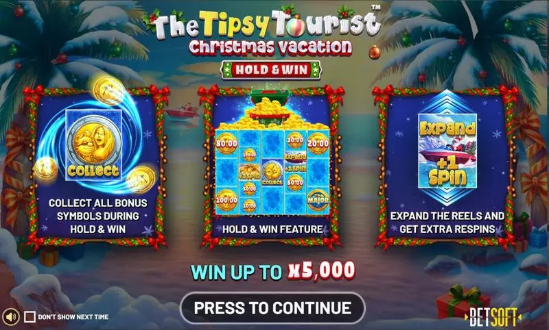 Info and Rules - The Tipsy Tourist - Christmas Vacation BetSoft Slots Game