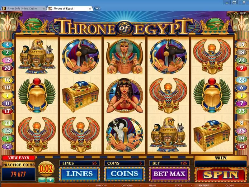 Main Screen Reels - Throne of Egypt Microgaming Slots Game