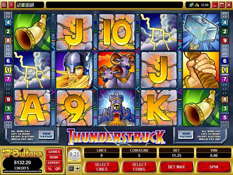 Main Screen Reels - Thunderstruck High Limit Microgaming Slots Game