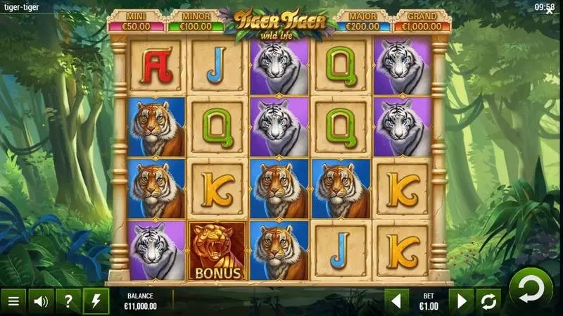 Main Screen Reels - Tiger Tiger Wild Life G.games Slots Game