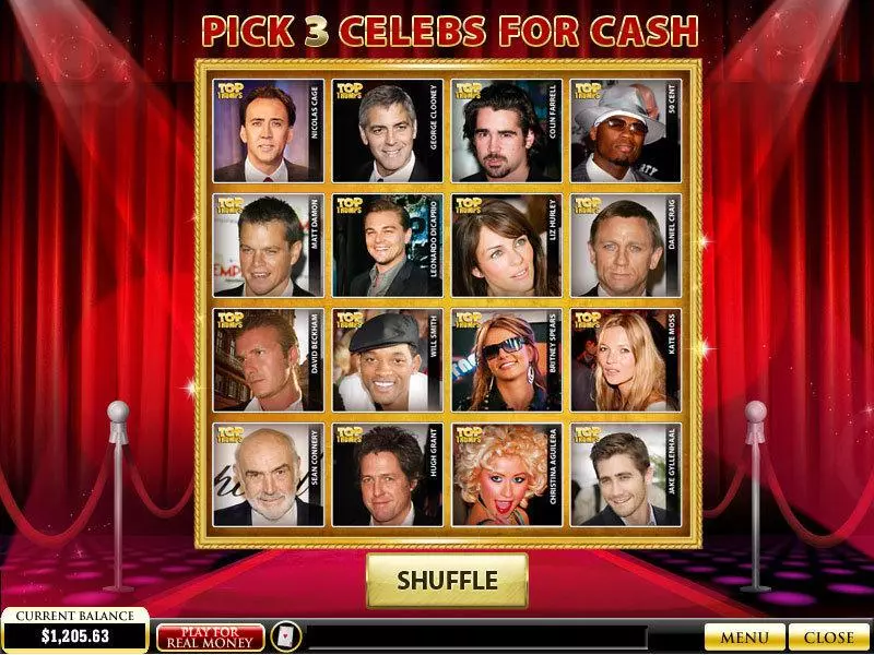 Bonus 1 - Top Trumps Celebs PlayTech Slots Game