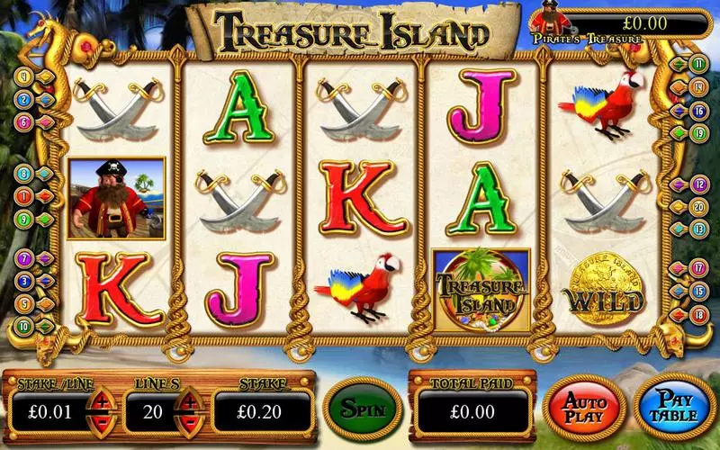 Main Screen Reels - Treasure Island Inspired Slots Game