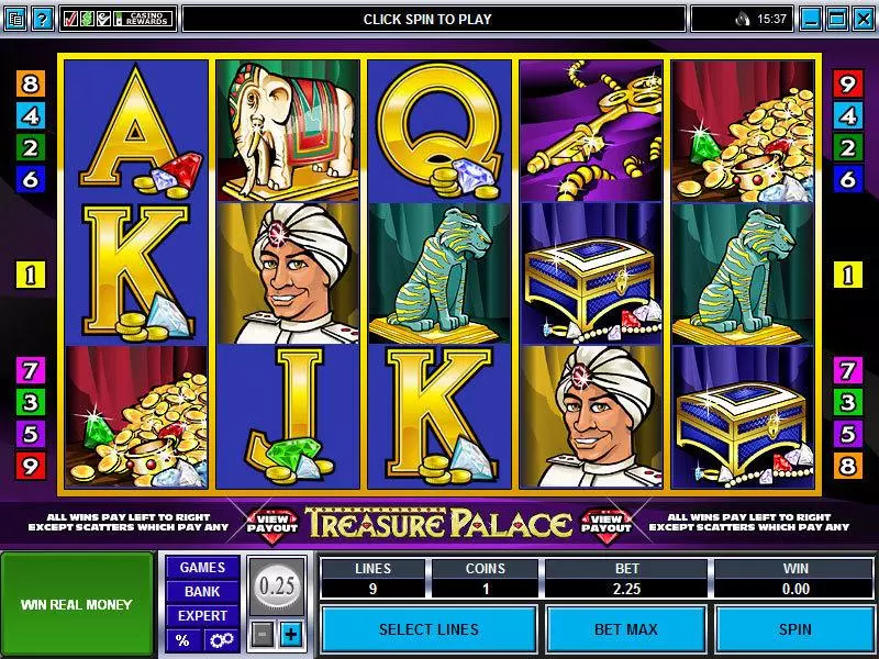 Main Screen Reels - Treasure Palace Microgaming Slots Game