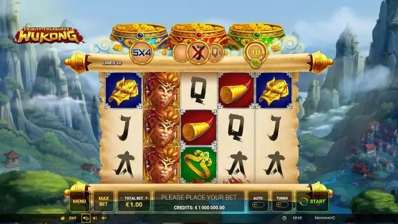 Main Screen Reels - Trinity Treasure Wukong Greentube Slots Game