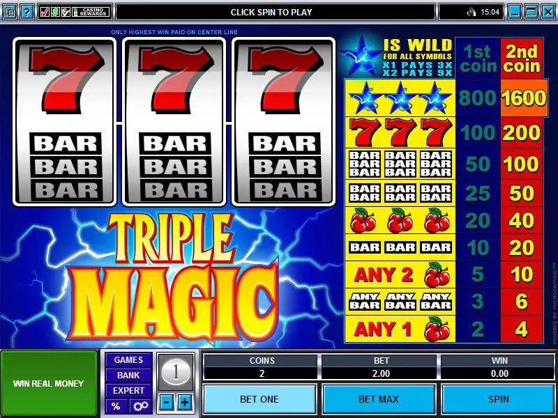 Main Screen Reels - Triple Magic Microgaming Slots Game