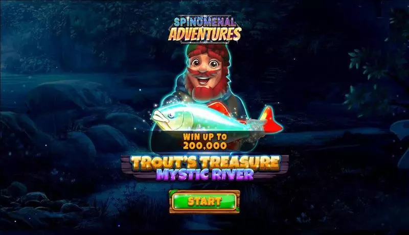 Introduction Screen - Trout’s Treasure - Mystic River Spinomenal Slots Game
