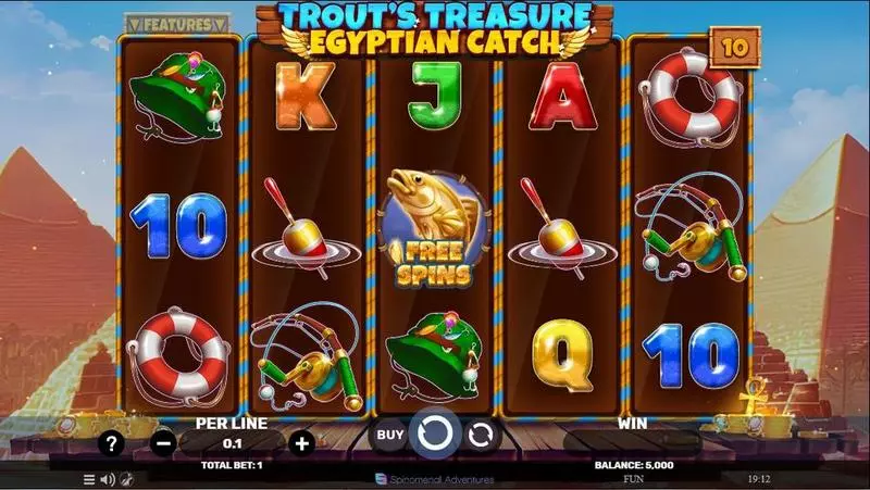 Main Screen Reels - Trout’s Treasure – Egyptian Catch Spinomenal Slots Game
