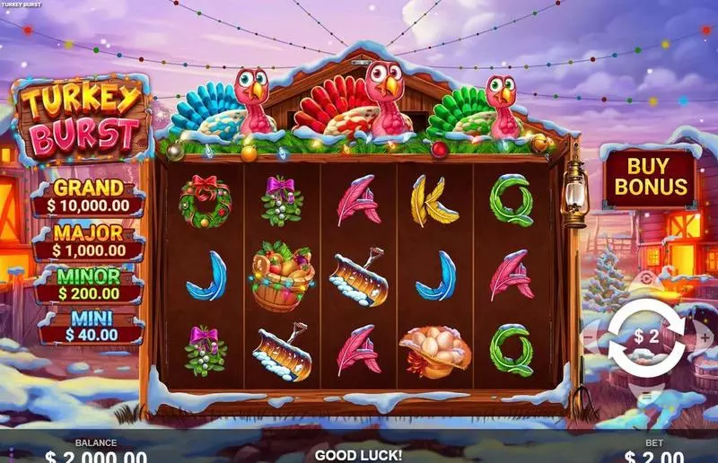 Main Screen Reels - Turkey Burst Wizard Gaming Slots Game