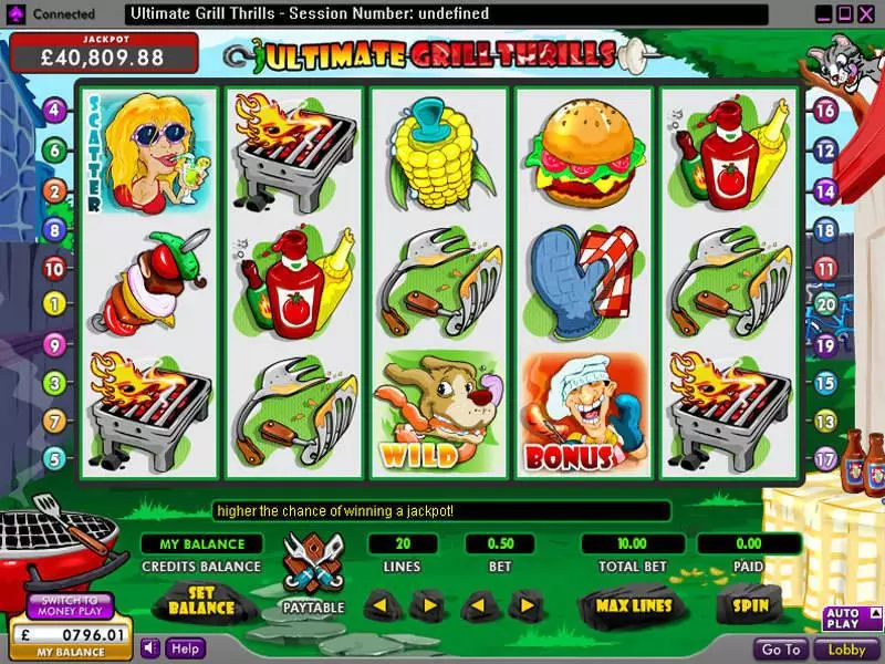 Main Screen Reels - Ultimate Grill Thrills 888 Slots Game