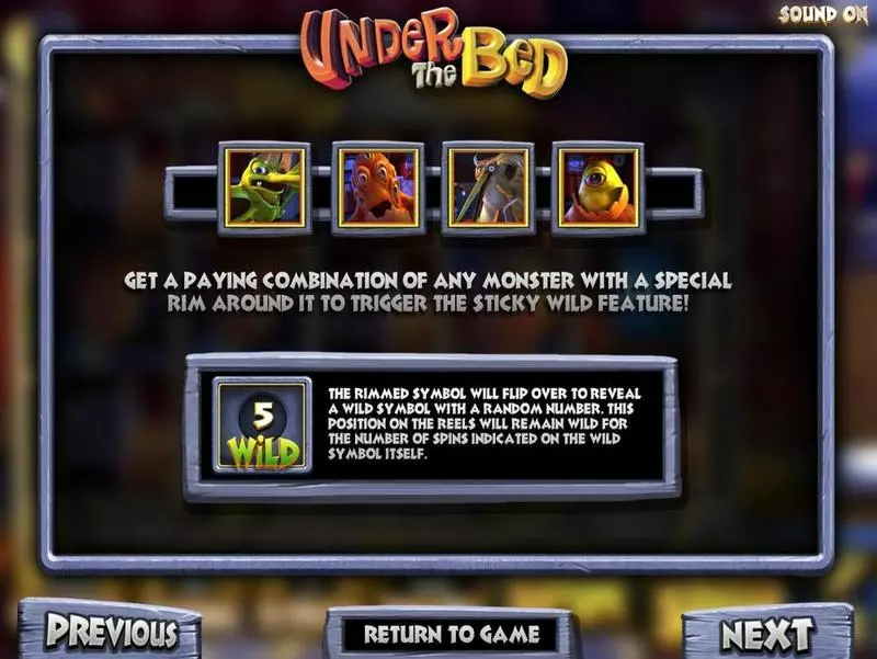 Info and Rules - Under The Bed BetSoft Slots Game