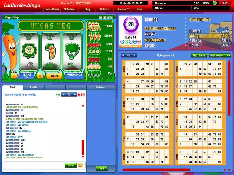 Main Screen Reels - Vegas Red PlayTech Slots Game