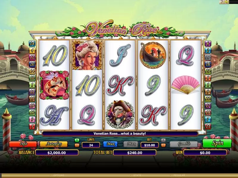 Main Screen Reels - Venetian Rose Amaya Slots Game