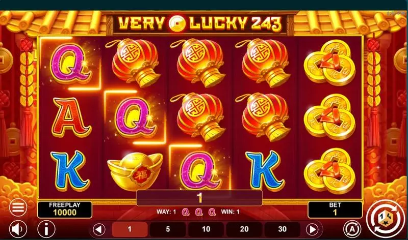 Main Screen Reels - Very Lucky 243 1Spin4Win Slots Game
