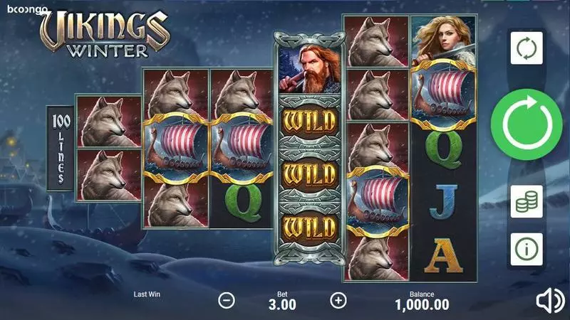 Main Screen Reels - Vikings Winter Booongo Slots Game