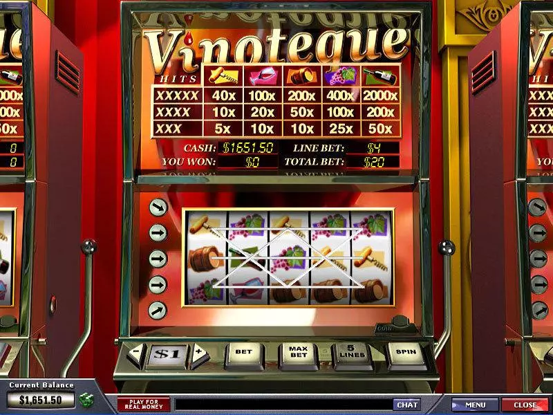 Main Screen Reels - Vinoteque PlayTech Slots Game