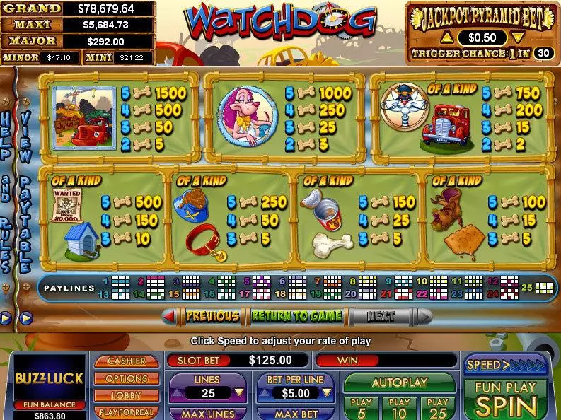 Info and Rules - Watchdog NuWorks Slots Game