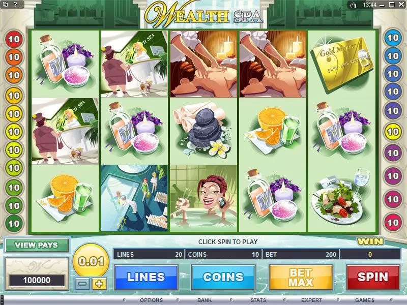 Main Screen Reels - Wealth Spa Microgaming Slots Game