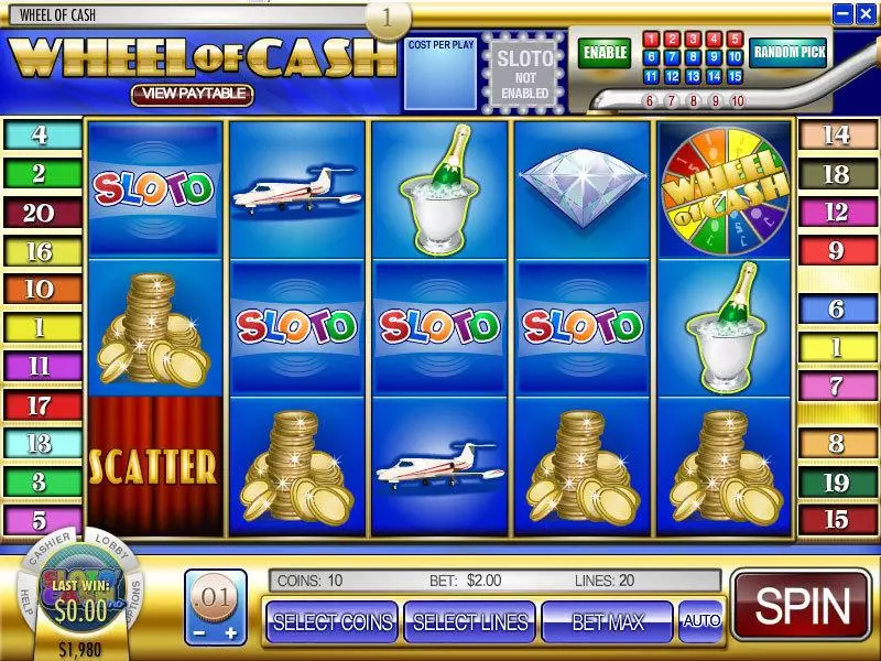 Main Screen Reels - Wheel of Cash Rival Slots Game